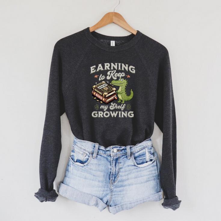 Alligator Book Lover Reading Pun Bookish Humor Vibes Raglan Sleeve Sweatshirt