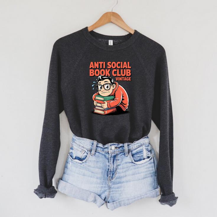 Anti Social Book Club Vintage Retro Reader Art Premium Tri-Blend Raglan Sleeve Sweatshirt