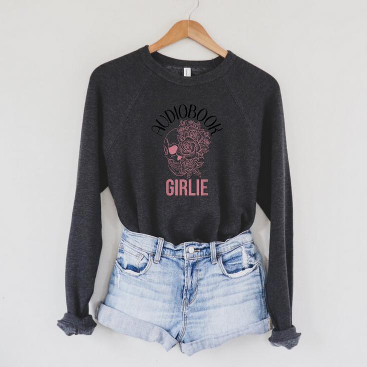 Audio Book Lovers Women Dark Romance Spicy Books Skeleton Raglan Sleeve Sweatshirt