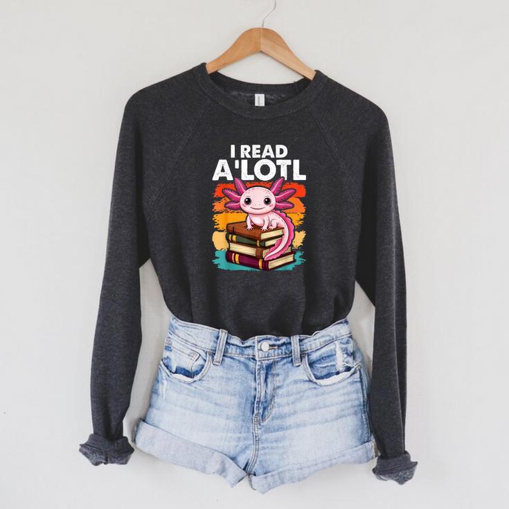 Axolotl Book Lover Librarian Reading Library Readers Raglan Sleeve Sweatshirt