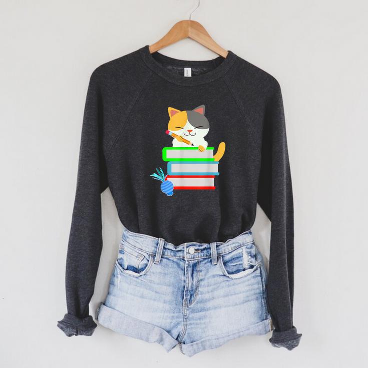 Back To School Kawaii Cat School Books Homework For Men Women Kids Raglan Sleeve Sweatshirt Back To School Kawaii Cat School Books Homework For Men Women Kids Raglan Sleeve Sweatshirt
