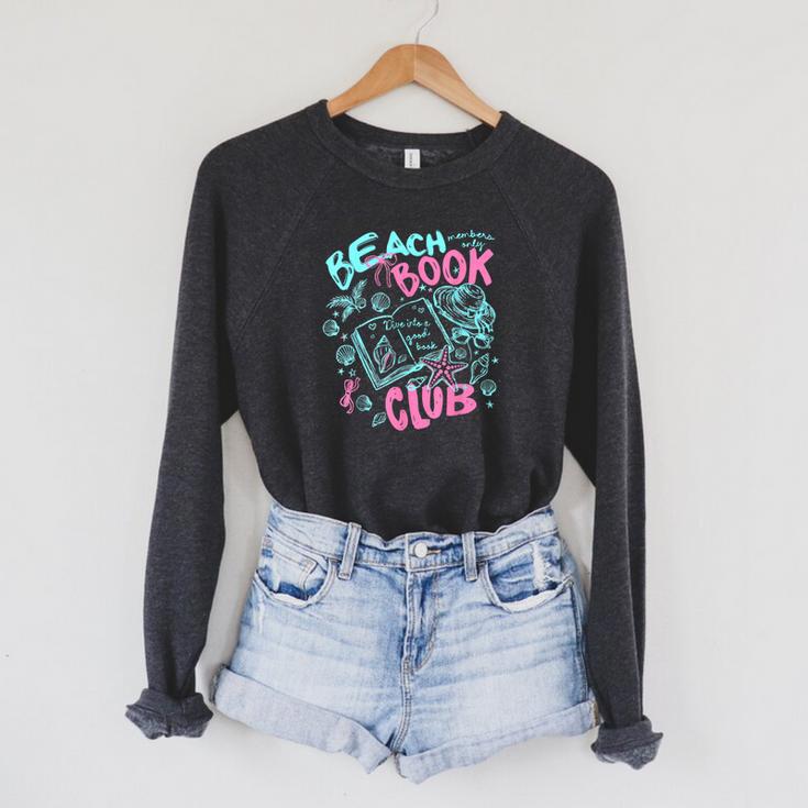 Beach Book Club Summer Book Lover Reading Summer Sayin Quote Raglan Sleeve Sweatshirt