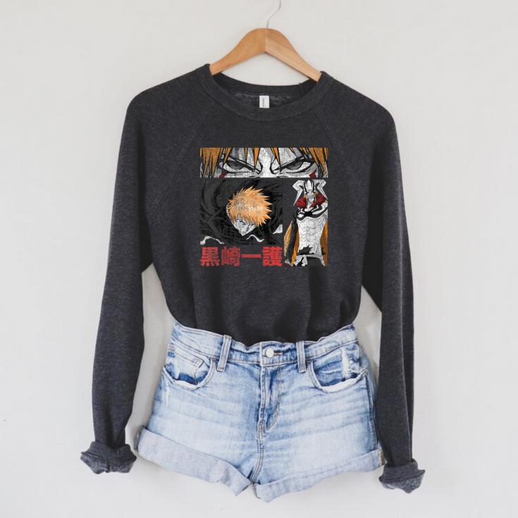 Bleach Graphic Ichigo Comic Book Style Anime Raglan Sleeve Sweatshirt Bleach Graphic Ichigo Comic Book Style Anime Raglan Sleeve Sweatshirt