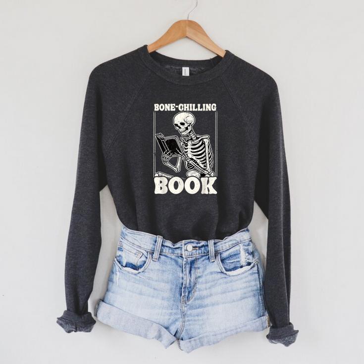 Bone-Chilling Book Skeleton Reading Bookworm Book Lovers Raglan Sleeve Sweatshirt