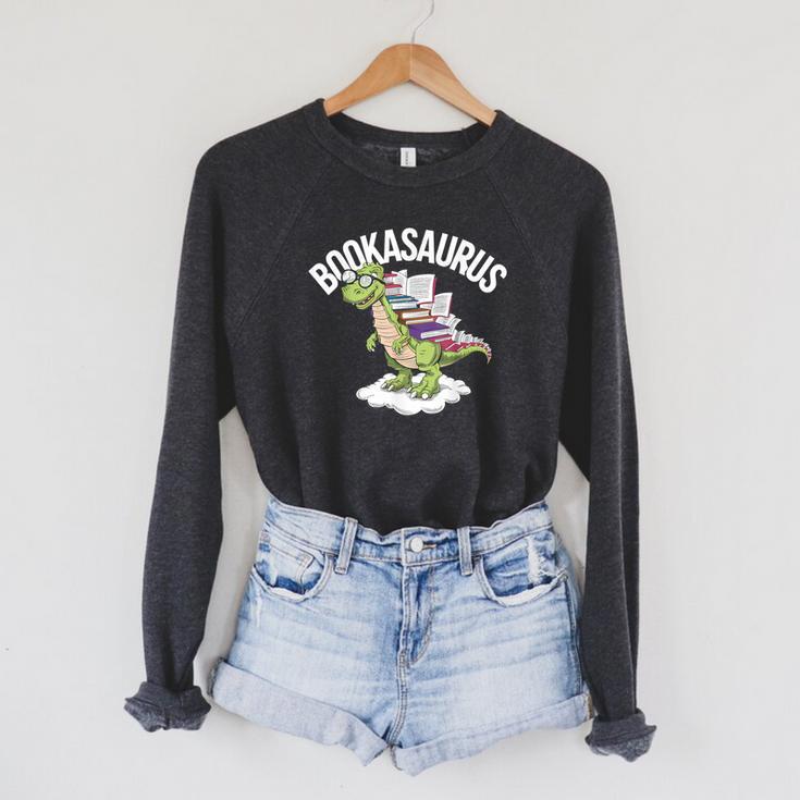Book Dinosaur T-Rex Bookworm Dino Book Reading Raglan Sleeve Sweatshirt
