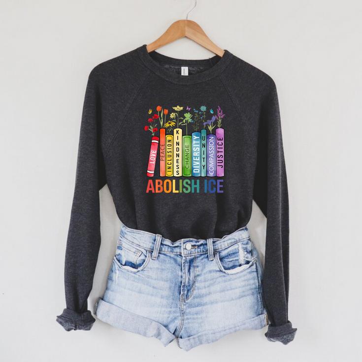Book Flower Abolish ICE Meme For Women Girl Raglan Sleeve Sweatshirt