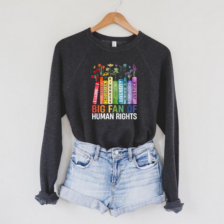 Book Flower Big Fan Of Human Rights Protest Feminist Quote Raglan Sleeve Sweatshirt