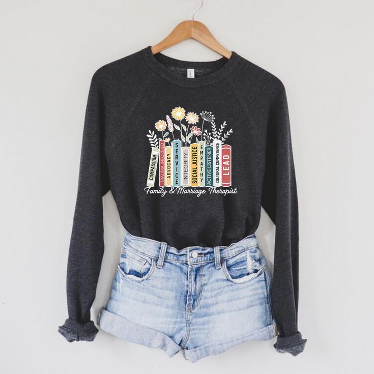 Book Flower Marriage Family Therapist Counseling Therapy Raglan Sleeve Sweatshirt