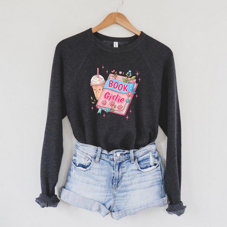 Book Girlie Coffee Mug Reading Lover Reader Raglan Sleeve Sweatshirt