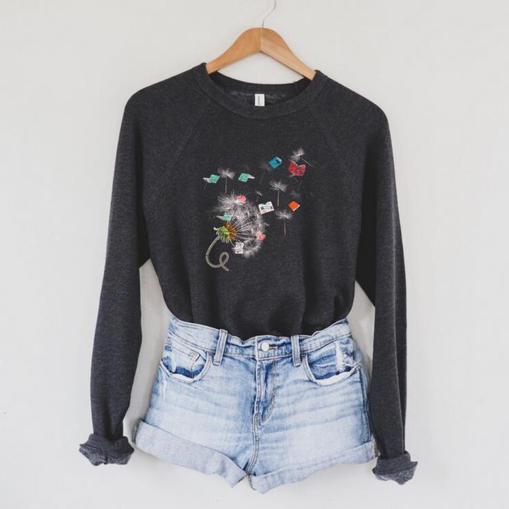Book Librarian Dandelion Book Reading Raglan Sleeve Sweatshirt