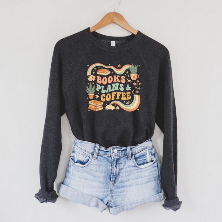 Book Lover Coffee Plants Retro Cozy Succulent Reading Groovy Raglan Sleeve Sweatshirt Book Lover Coffee Plants Retro Cozy Succulent Reading Groovy Raglan Sleeve Sweatshirt