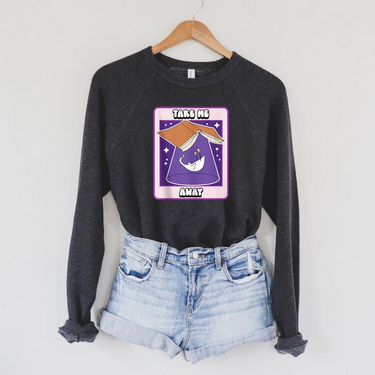 Book Lover Goose Take Me Away UFO Book Humor Raglan Sleeve Sweatshirt Book Lover Goose Take Me Away UFO Book Humor Raglan Sleeve Sweatshirt