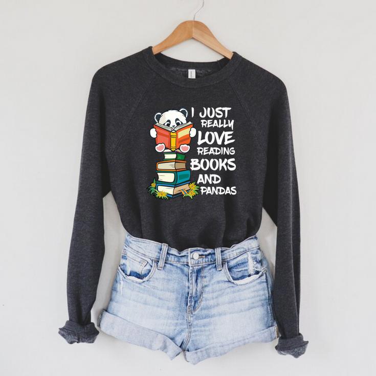 Book Lover Shirt Kids Panda Lover Book Reading Raglan Sleeve Sweatshirt