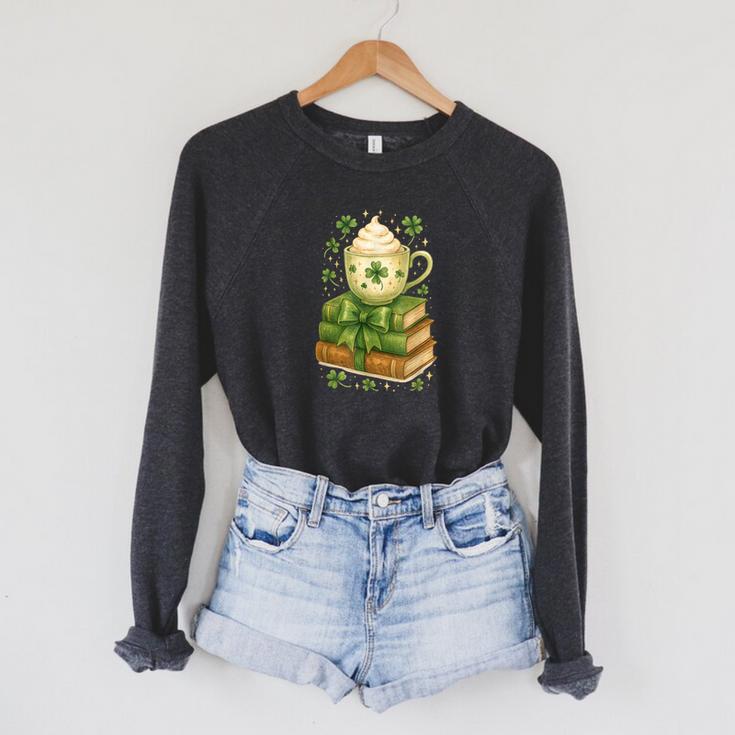 Book Lover St Patricks Day Teacher Cosy Librarycore Raglan Sleeve Sweatshirt