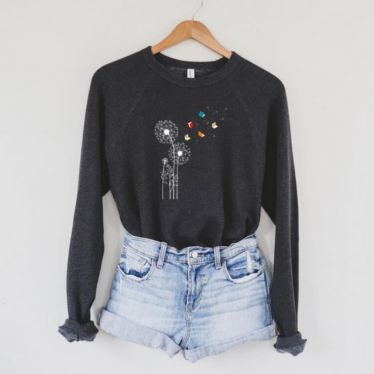 Book Nerd Dandelion Book Reading Raglan Sleeve Sweatshirt