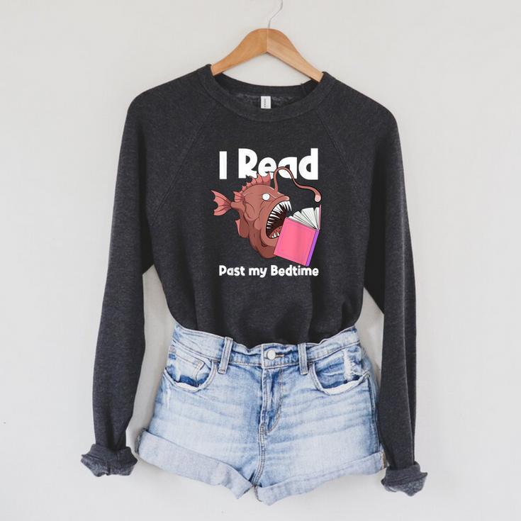 Book Reading Anglerfish I Read Past My Bed Time Librarian Raglan Sleeve Sweatshirt