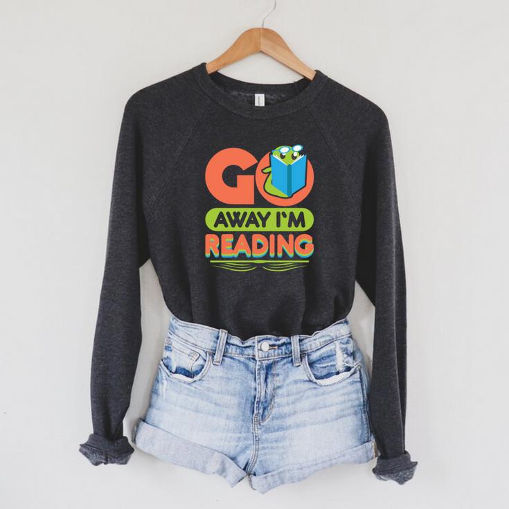 Book Reading Library Go Away Im Reading Raglan Sleeve Sweatshirt