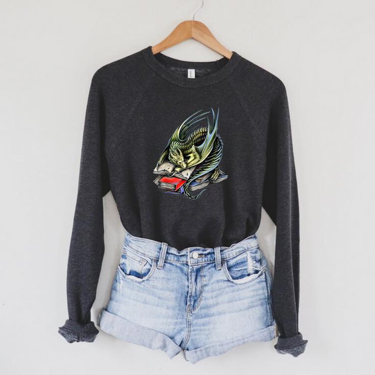 Book Wyrm Magical Dragon Book Worm Reading Tee T-Shirt Raglan Sleeve Sweatshirt