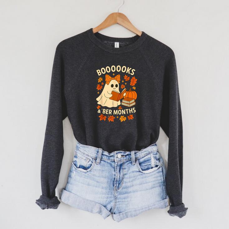 Books And BER Months Fall Librarian Reading Halloween Raglan Sleeve Sweatshirt