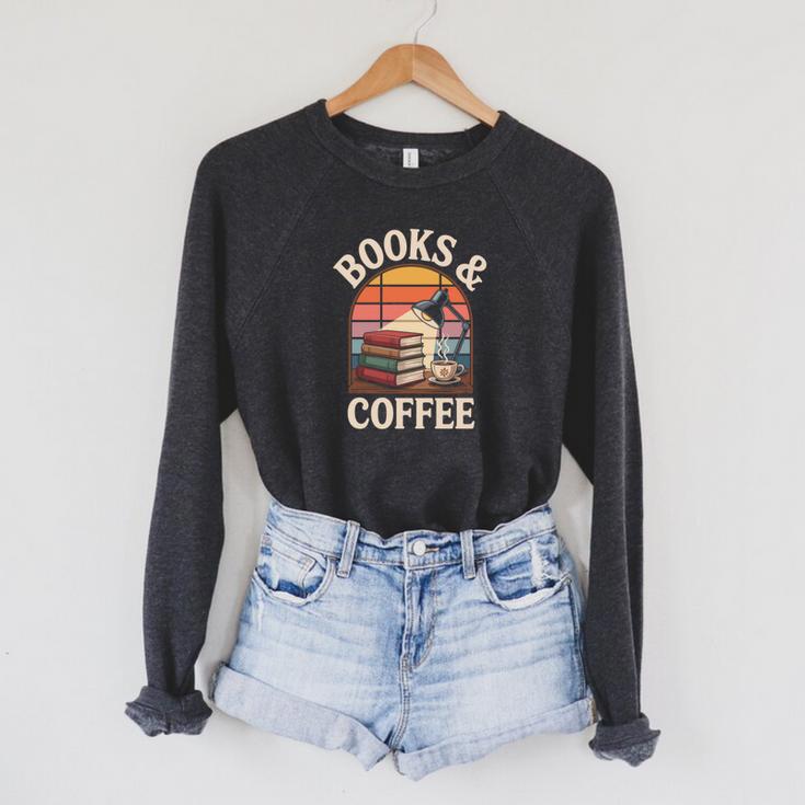 Books And Coffee Reading Book Lover Bookworm Raglan Sleeve Sweatshirt