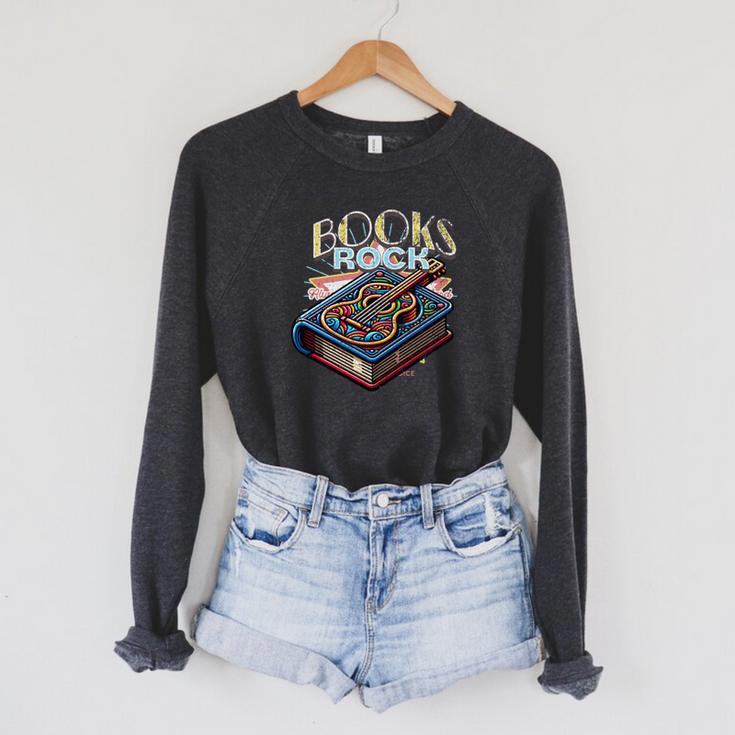 Books Rock Rock'n Roll Science Of Reading Teachers Guitar Raglan Sleeve Sweatshirt Books Rock Rock'n Roll Science Of Reading Teachers Guitar Raglan Sleeve Sweatshirt