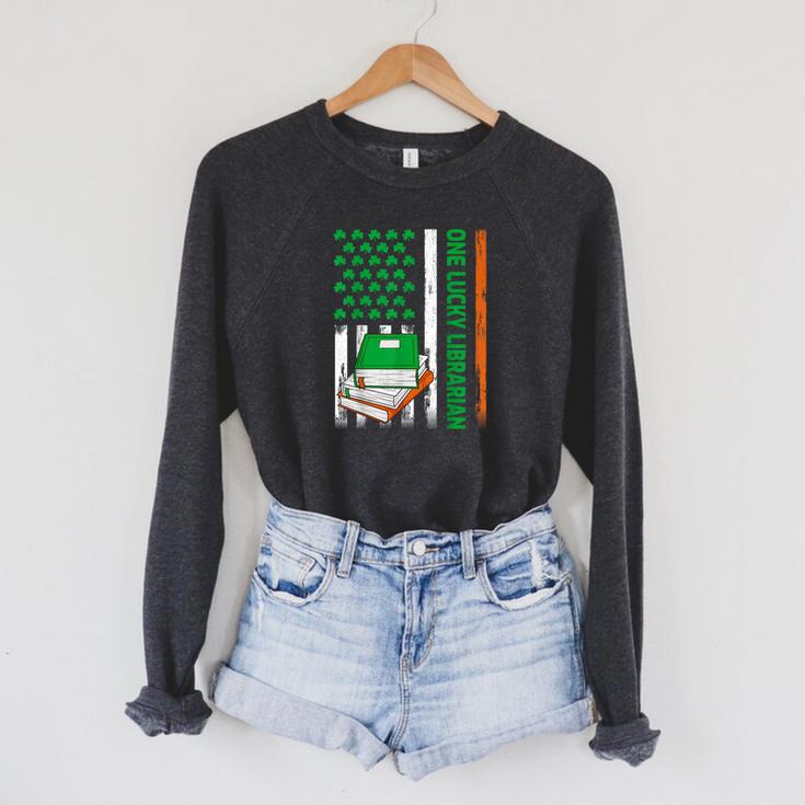 Books US American Flag One Lucky Librarian St Patrick's Day For Women Kids Men Raglan Sleeve Sweatshirt Books US American Flag One Lucky Librarian St Patrick's Day For Women Kids Men Raglan Sleeve Sweatshirt