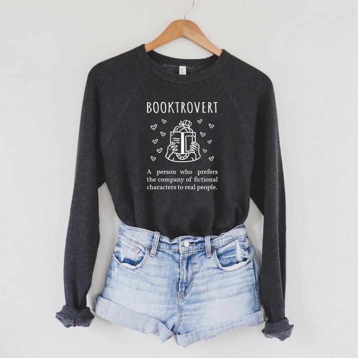 Booktrovert Definition Book Introvert Bookworm Librarian Raglan Sleeve Sweatshirt