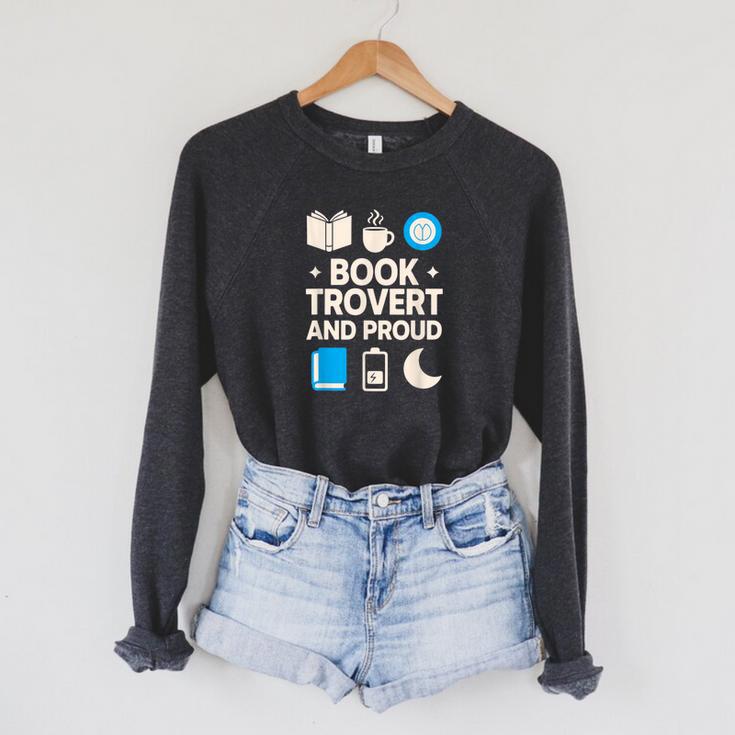 Booktrovert Introvert Reader Library Card Coffee Books Raglan Sleeve Sweatshirt