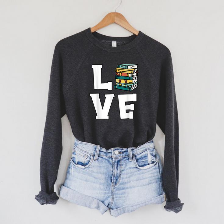 Bookworm Love Book Lover Reading Librarian Raglan Sleeve Sweatshirt