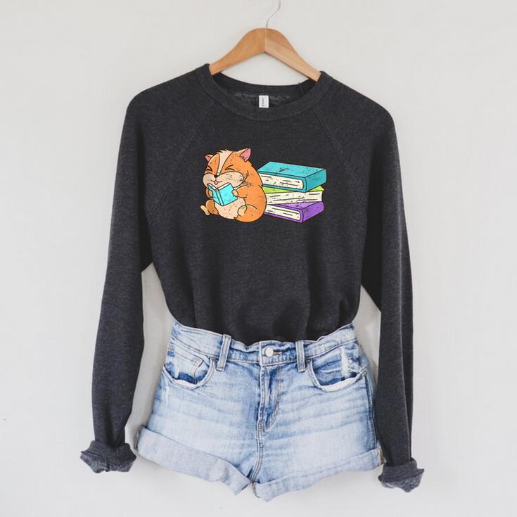 Bookworm Reading Hamster Books Raglan Sleeve Sweatshirt