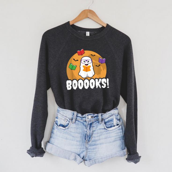 Booooks GhostShirt Boo Read Books Library Raglan Sleeve Sweatshirt