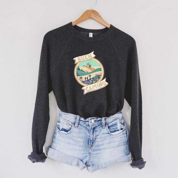 Buen Camino De Santiago Compostela Shirt Souvenir Tee Book Raglan Sleeve Sweatshirt