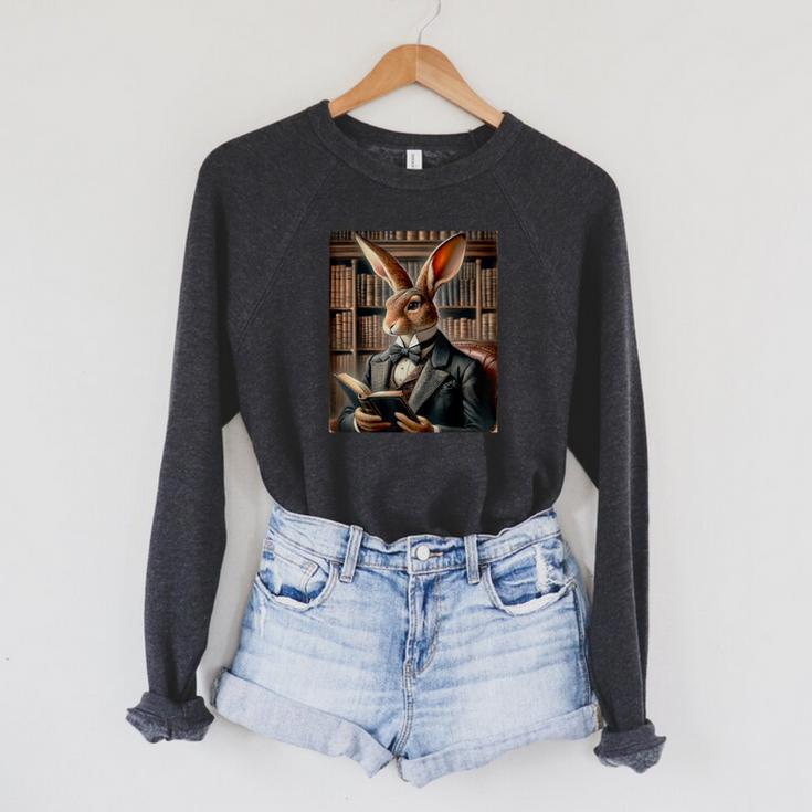 Bunny Reading Book Rabbit Bow Tie Happy Easter Boys Girl Kid Raglan Sleeve Sweatshirt Bunny Reading Book Rabbit Bow Tie Happy Easter Boys Girl Kid Raglan Sleeve Sweatshirt