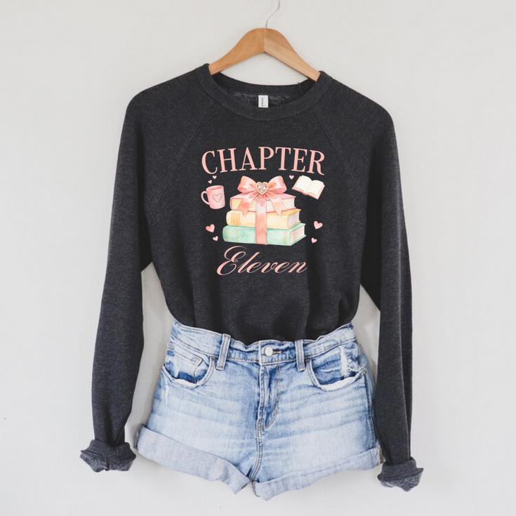 Chapter 11th Birthday Bookworm 11 Years Old Cute Book Loves Raglan Sleeve Sweatshirt