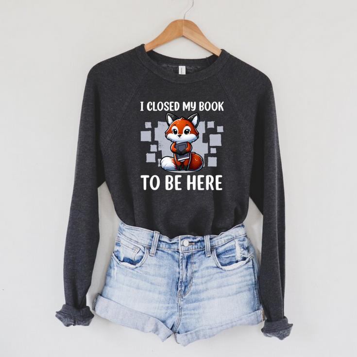 I Closed My Book Book Reader Cute Fox Book Lover Comfort Colors Crop Top Raglan Sleeve Sweatshirt