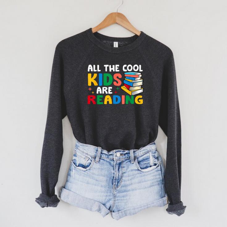 All The-Cool Kids Are Reading Teacher Book Lover Librarian Raglan Sleeve Sweatshirt