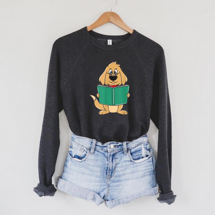 Cute Dog Reading A Human Training Book Dog Raglan Sleeve Sweatshirt