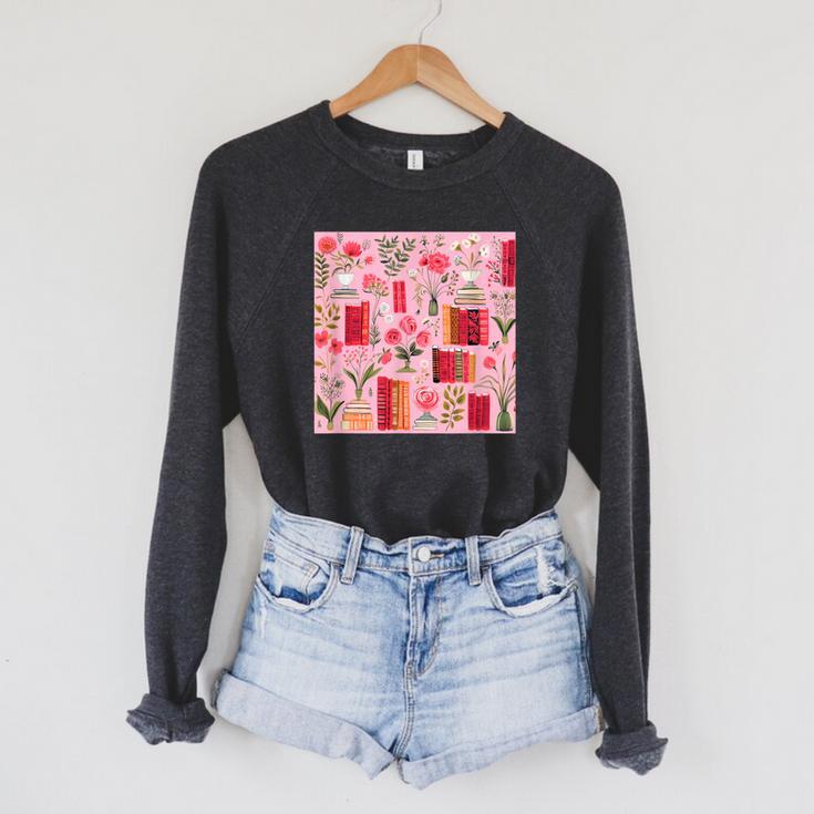 Cute Pink Book Pattern Book Lover Raglan Sleeve Sweatshirt Cute Pink Book Pattern Book Lover Raglan Sleeve Sweatshirt