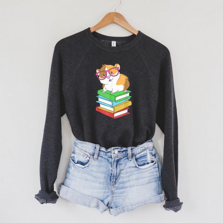 Cute Rodent Pet Bookworms Books And Guinea Pig Raglan Sleeve Sweatshirt
