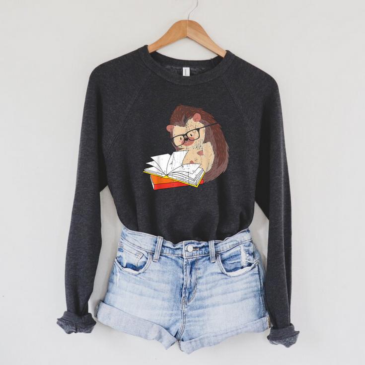 Cute Wildlife Forest Animal Bookworm Book Reading Hedgehog Raglan Sleeve Sweatshirt Cute Wildlife Forest Animal Bookworm Book Reading Hedgehog Raglan Sleeve Sweatshirt