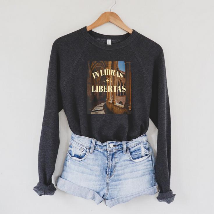 Dark Academia Aesthetic In Libras Libertas Book Lover Latin Raglan Sleeve Sweatshirt Dark Academia Aesthetic In Libras Libertas Book Lover Latin Raglan Sleeve Sweatshirt