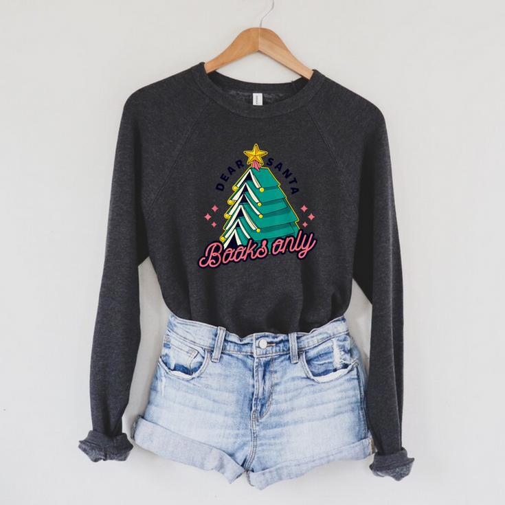 Dear Santa Books Only Christmas Book Tree Raglan Sleeve Sweatshirt