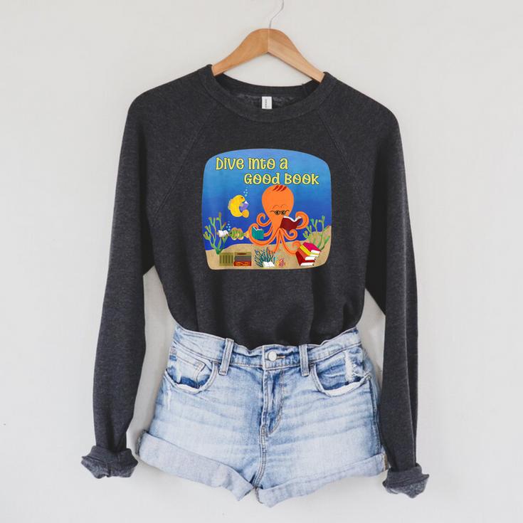 Dive Into a Good Book Reading Pun Raglan Sleeve Sweatshirt
