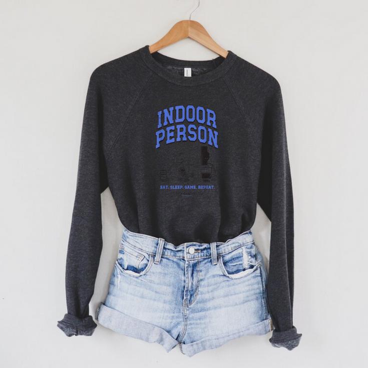 DOAWK Indoor Person Eat Sleep Game Repeat Book Series Raglan Sleeve Sweatshirt