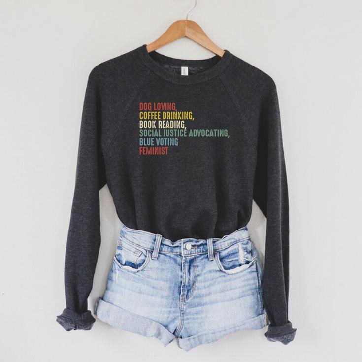 Dog Loving Coffee Drinking Book Reading Social Justice Premium Tri-Blend Raglan Sleeve Sweatshirt