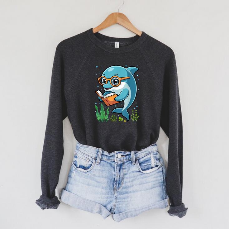 Dolphin Reading Book Matching Bookworm Librarian Books Lover Raglan Sleeve Sweatshirt Dolphin Reading Book Matching Bookworm Librarian Books Lover Raglan Sleeve Sweatshirt