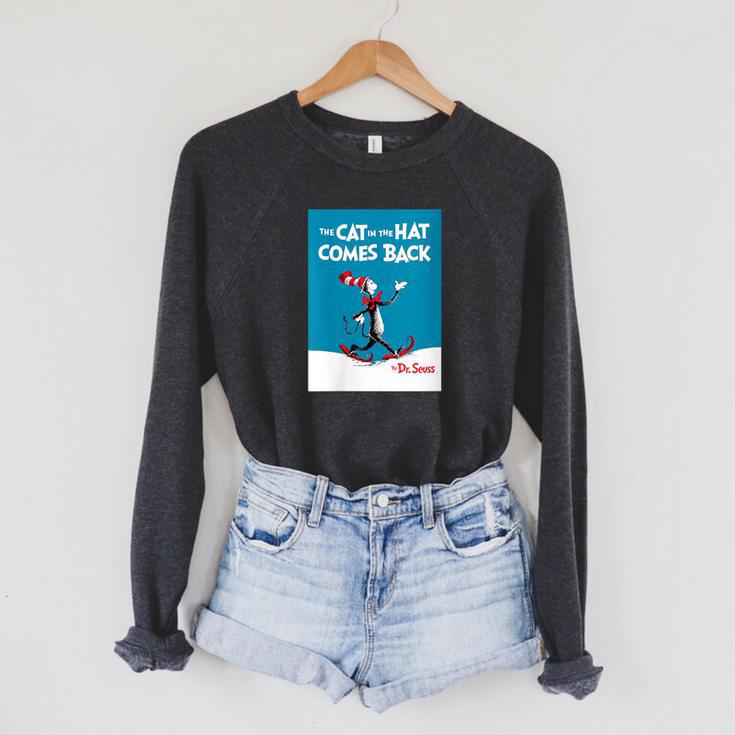 Dr Seuss The Cat In The Hat Comes Back Book Cover Raglan Sleeve Sweatshirt Dr Seuss The Cat In The Hat Comes Back Book Cover Raglan Sleeve Sweatshirt