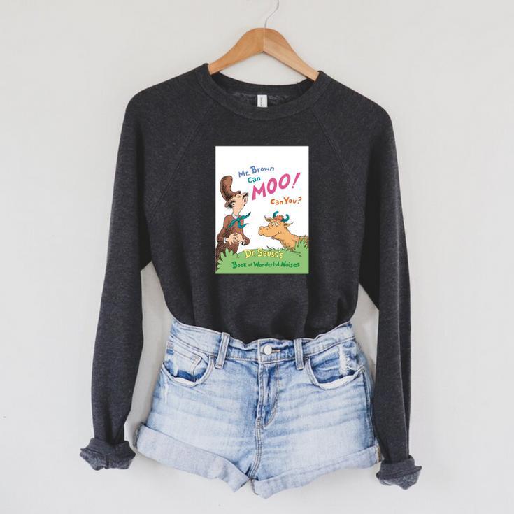Dr Seuss Mr Brown Can Moo Book Cover Raglan Sleeve Sweatshirt
