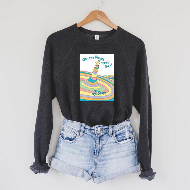 Dr Seuss Oh The Places You'Ll Go Book Cover Raglan Sleeve Sweatshirt Dr Seuss Oh The Places You'Ll Go Book Cover Raglan Sleeve Sweatshirt