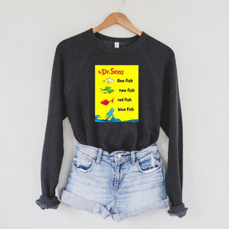 Dr Seuss One Fish Two Fish Book Cover Premium Tri-Blend Raglan Sleeve Sweatshirt Dr Seuss One Fish Two Fish Book Cover Premium Tri-Blend Raglan Sleeve Sweatshirt